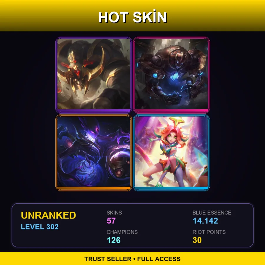 LAS | Lv302 | Unranked | 57 Skin | 126 Champ