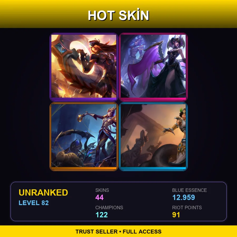 EUNE | Lv82 | Unranked | 44 Skin | 122 Champ — LoL account