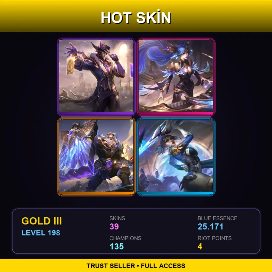 LAS | Lv198 | Gold III | 39 Skin | 135 Champ — LoL account