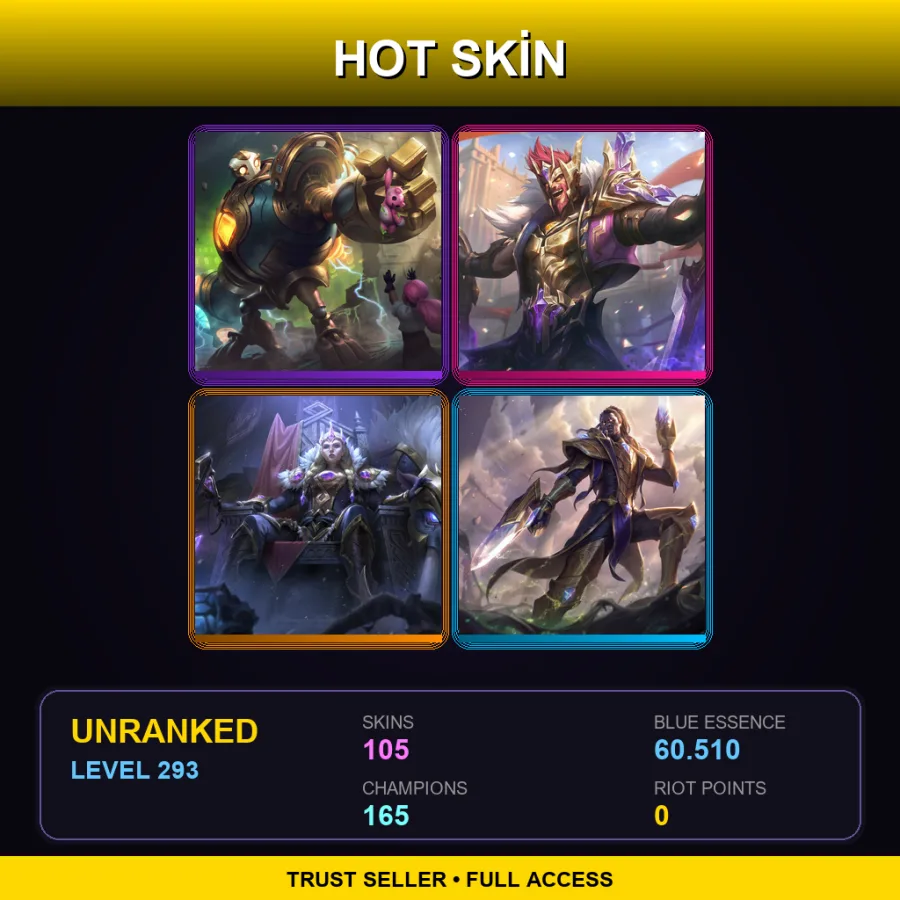 VN | Lv293 | Unranked | 105 Skin | 165 Champ