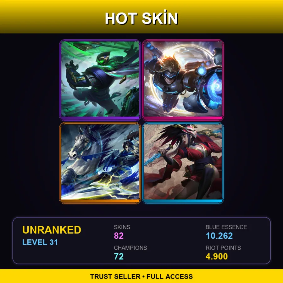 NA | Lv31 | Unranked | 82 Skin | 72 Champ — LoL account