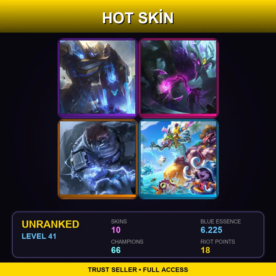 EUNE | Lv41 | Unranked | 10 Skin | 66 Champ — LoL account