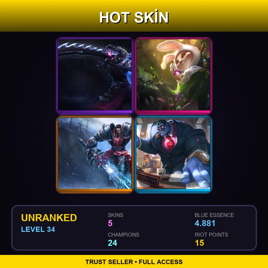 EUNE | Lv34 | Unranked | 5 Skin | 24 Champ