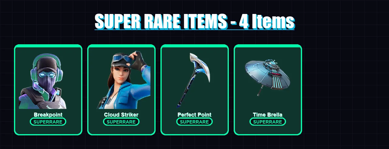 [PS4/PS5/XBOX/PC] | Breakpoint | Cloud Striker | Ronin | Mandalorian | Kymera | 83 skin | 140 pickaxe | 82 emote | 117 glider | Lv1628