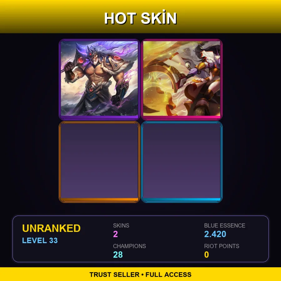 EUW | Lv33 | Unranked | 2 Skin | 28 Champ — LoL account