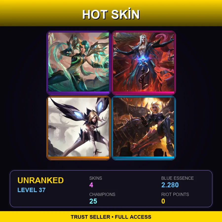 EUW | Lv37 | Unranked | 4 Skin | 25 Champ