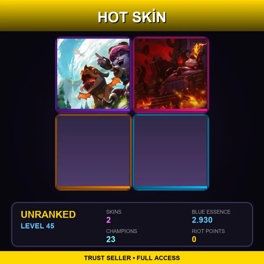 SG | Lv45 | Unranked | 2 Skin | 23 Champ