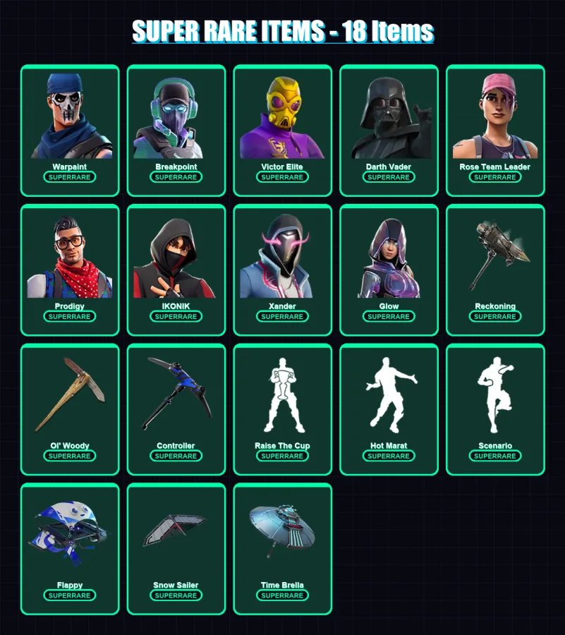 [PC/XBOX/PSN] | Warpaint | Breakpoint | Victor Elite | Darth Vader | Rose Team Leader | 538 skin | 481 pickaxe | 458 emote | 320 glider | Lv5897 — Fortnite account