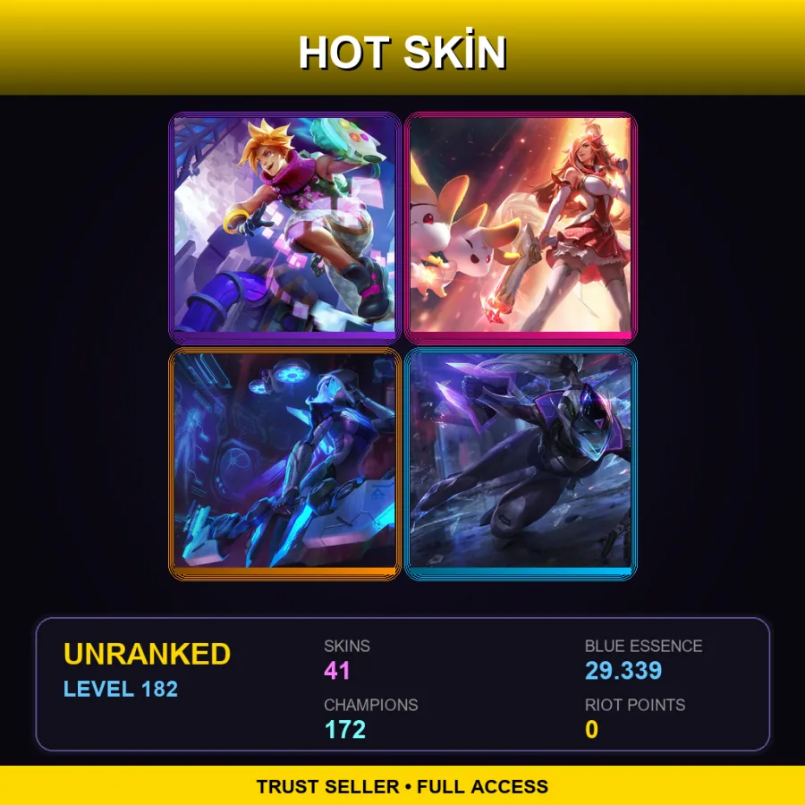 TW | Lv182 | Unranked | 41 Skin | 172 Champ — Unranked / Smurf League of Legends