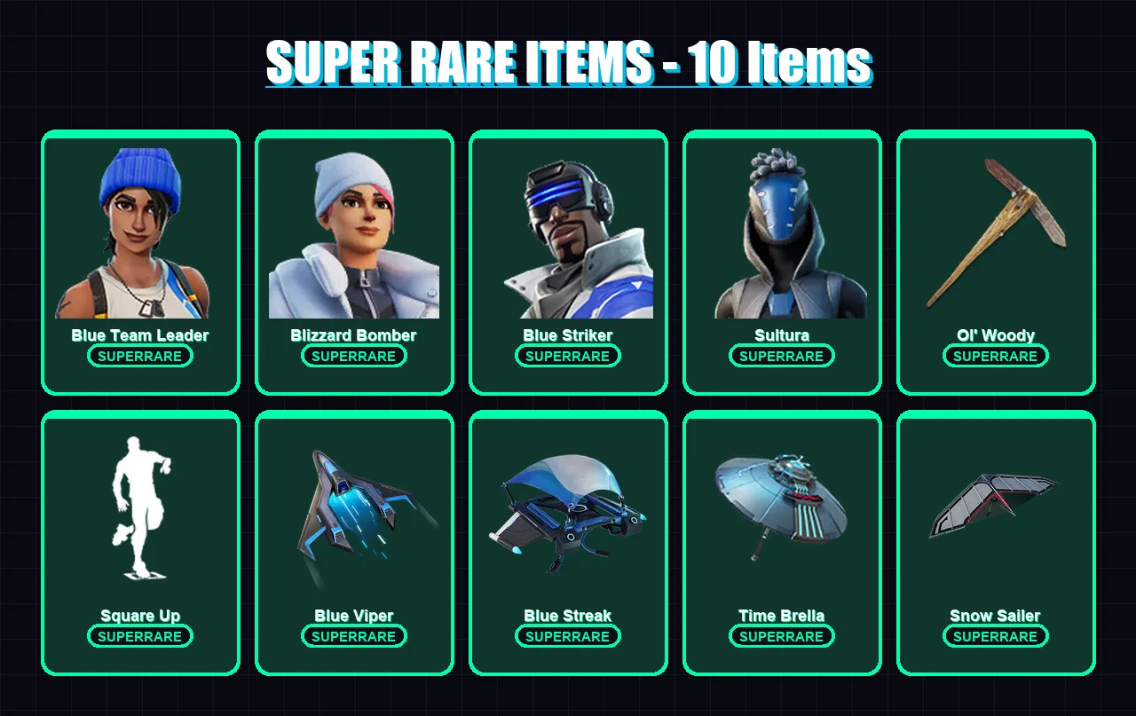 [PS4/PS5/XBOX/PC] | Blue Team Leader | Blizzard Bomber | Blue Striker | Sultura | Mizuki | 82 skin | 92 pickaxe | 54 emote | 82 glider | Lv1089