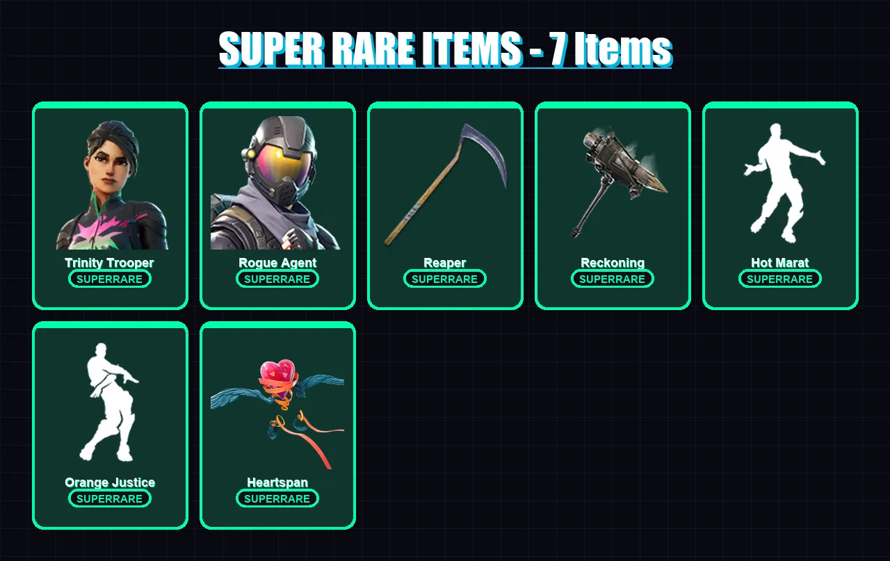 [PC/PSN] | Trinity Trooper | Rogue Agent | Ruin | Sentinel | Frozen Red Knight | 96 skin | 82 pickaxe | 121 emote | 95 glider | Lv1416