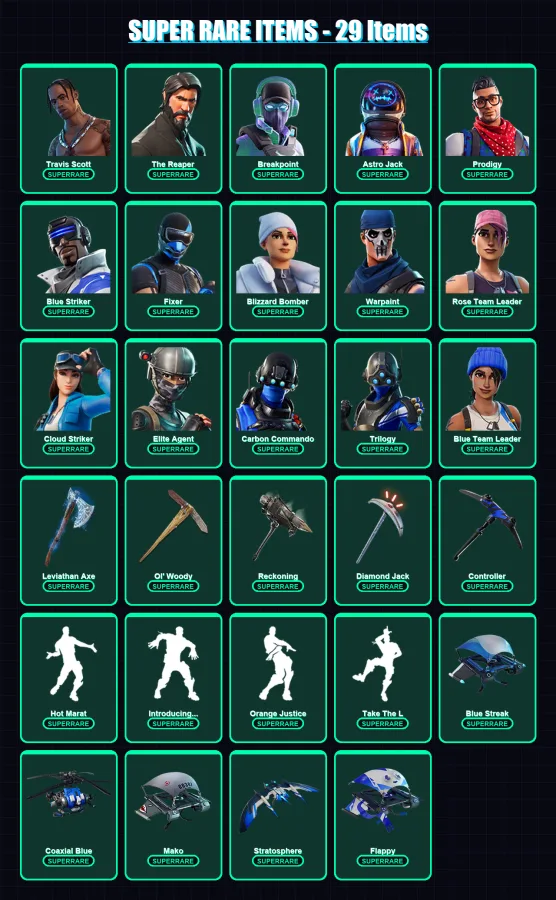 [PC] | Travis Scott | The Reaper | Breakpoint | Astro Jack | Prodigy | 317 skin | 317 pickaxe | 239 emote | 243 glider | Lv4131 — Fortnite account