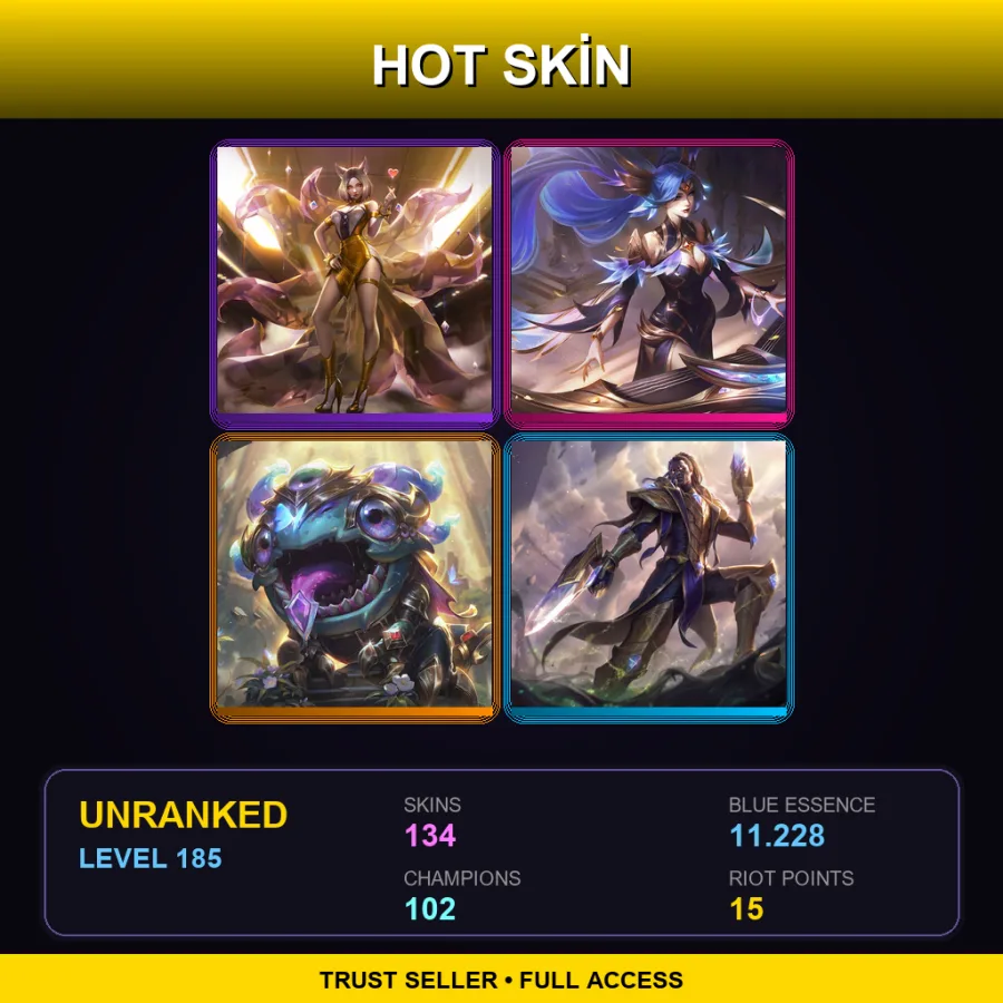 SG | Lv185 | Unranked | 134 Skin | 102 Champ