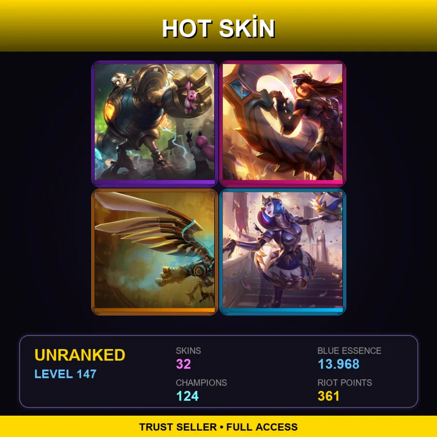 EUW | Lv147 | Unranked | 32 Skin | 124 Champ