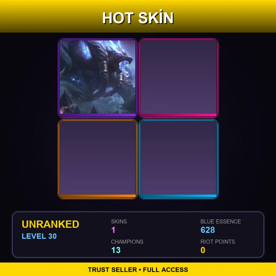 OCE | Lv30 | Unranked | 1 Skin | 13 Champ — Unranked / Smurf League of Legends