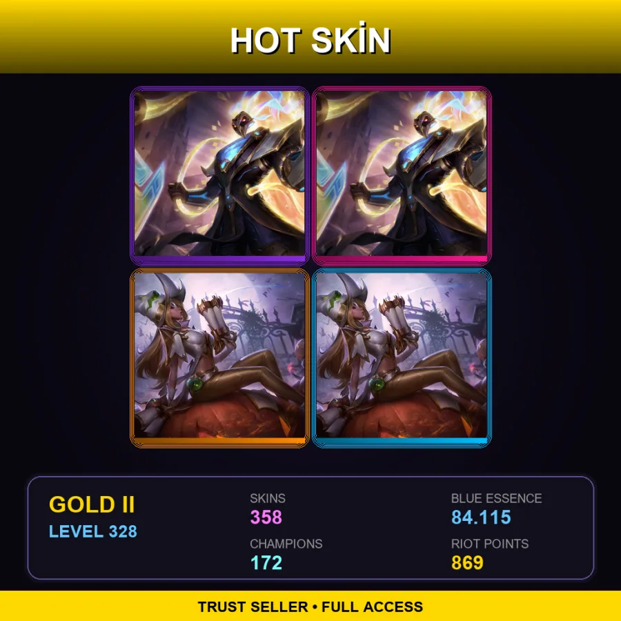 EUW | Lv328 | Gold II | 358 Skin | 172 Champ
