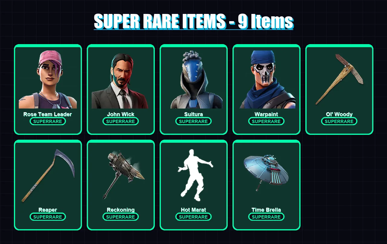 [PS4/PS5/XBOX/PC] | Rose Team Leader | John Wick | Sultura | Warpaint | The Scientist | 112 skin | 128 pickaxe | 116 emote | 110 glider | Lv1354