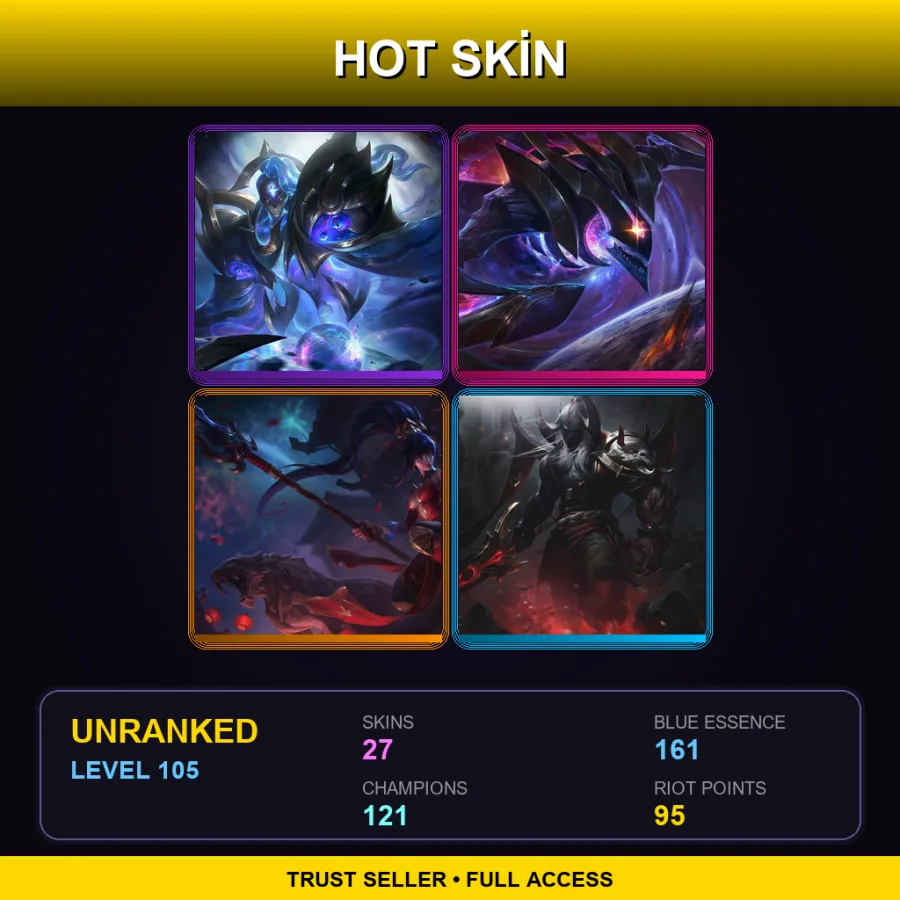 EUW | Lv105 | Unranked | 27 Skin | 121 Champ — LoL account