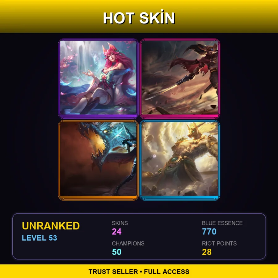 LAN | Lv53 | Unranked | 24 Skin | 50 Champ — LoL account