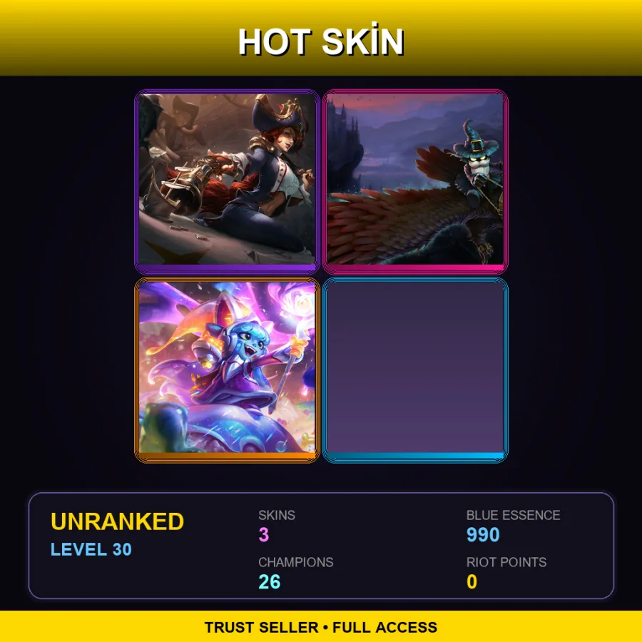 BR | Lv30 | Unranked | 3 Skin | 26 Champ — LoL account