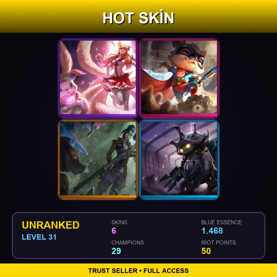 LAS | Lv31 | Unranked | 6 Skin | 29 Champ — LoL account