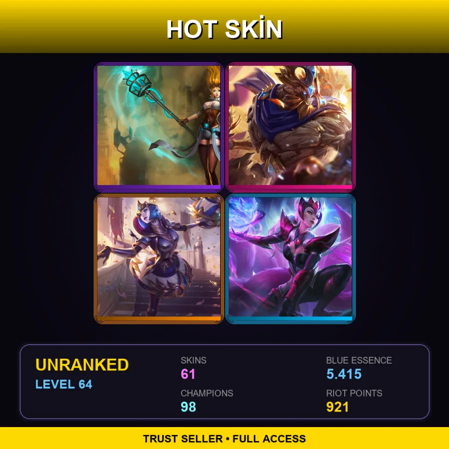 EUNE | Lv64 | Unranked | 61 Skin | 98 Champ — Chosen Master Yi