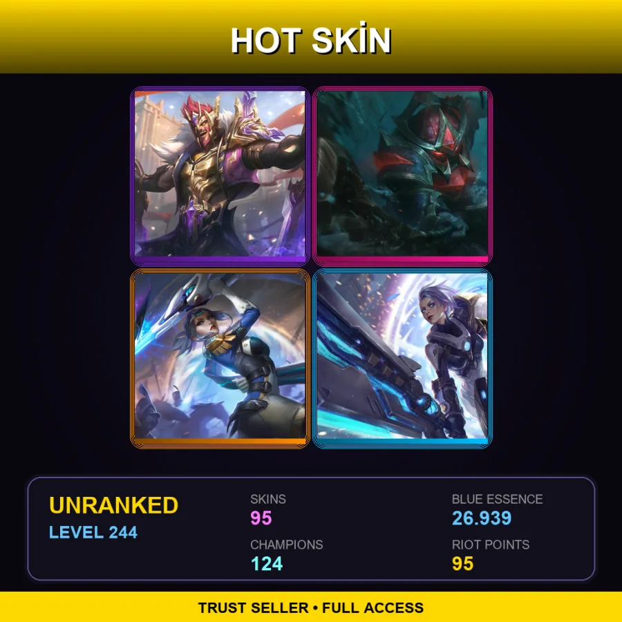 BR | Lv244 | Unranked | 95 Skin | 124 Champ — LoL account