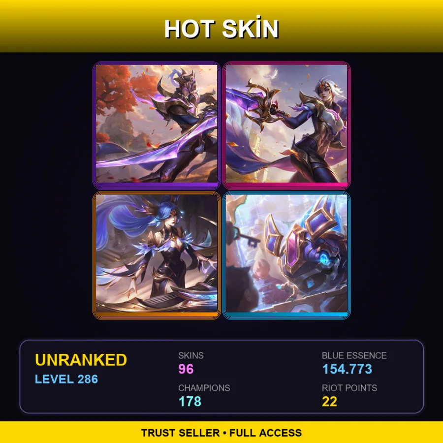 SG | Lv286 | Unranked | 96 Skin | 178 Champ — Draven Draven