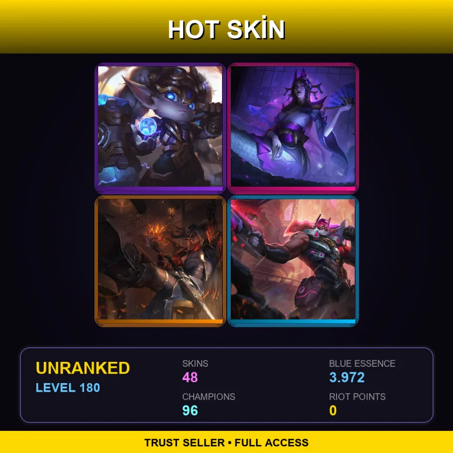 LAS | Lv180 | Unranked | 48 Skin | 96 Champ