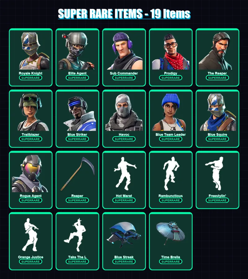 [PC/XBOX] | Royale Knight | Elite Agent | Sub Commander | Prodigy | The Reaper | 97 skin | 63 pickaxe | 68 emote | 58 glider | Lv826 — Fortnite account