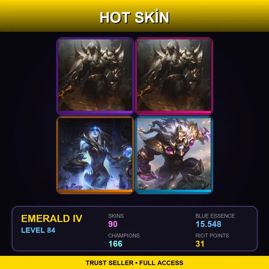 NA | Lv84 | Emerald IV | 90 Skin | 166 Champ