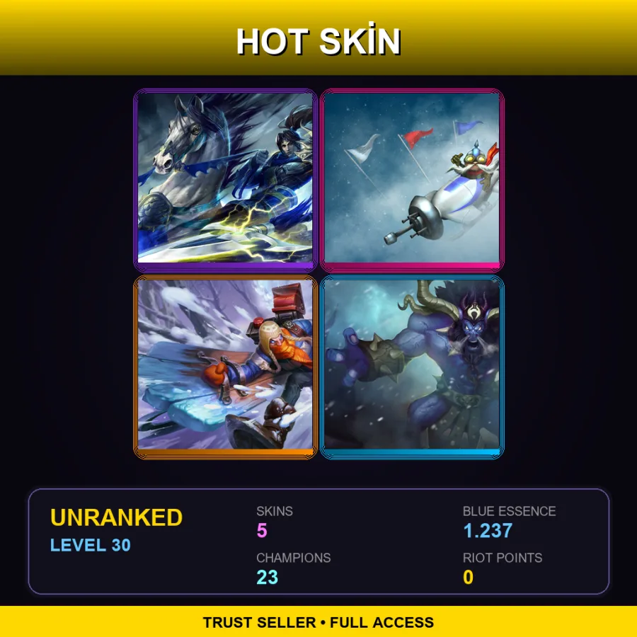 EUW | Lv30 | Unranked | 5 Skin | 23 Champ — LoL account