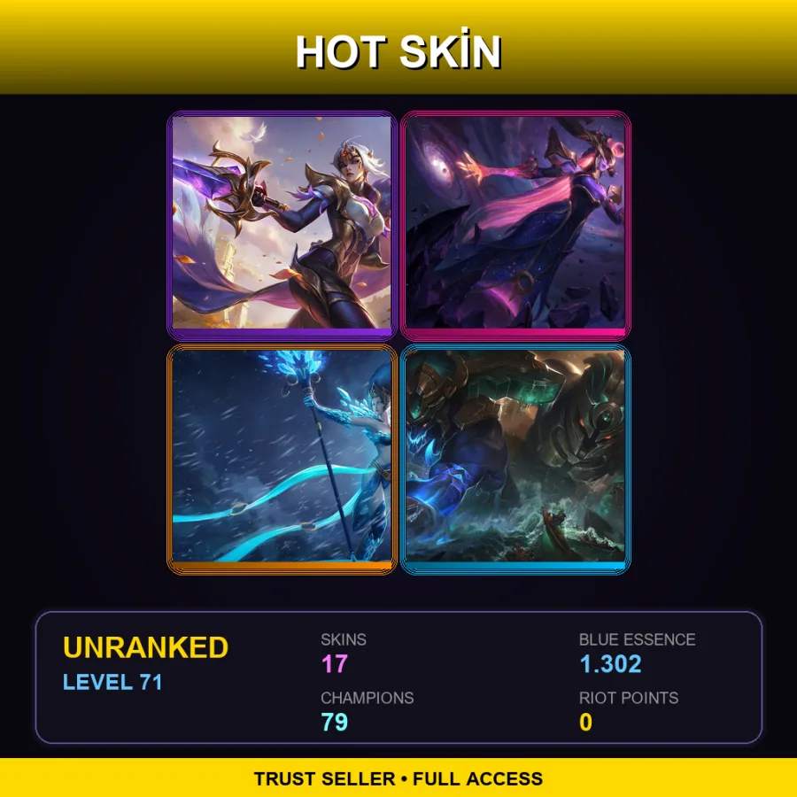 EUW | Lv71 | Unranked | 17 Skin | 79 Champ
