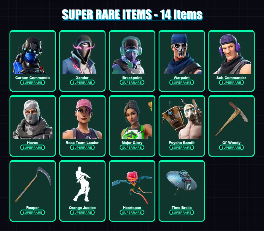 [PC/PSN] | Carbon Commando | Xander | Breakpoint | Warpaint | Sub Commander | 258 skin | 266 pickaxe | 214 emote | 221 glider | Lv3072