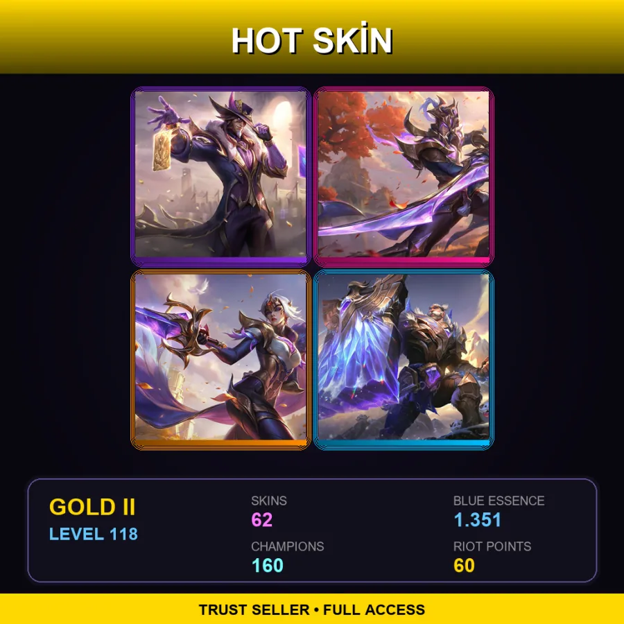 EUNE | Lv118 | Gold II | 62 Skin | 160 Champ — LoL account