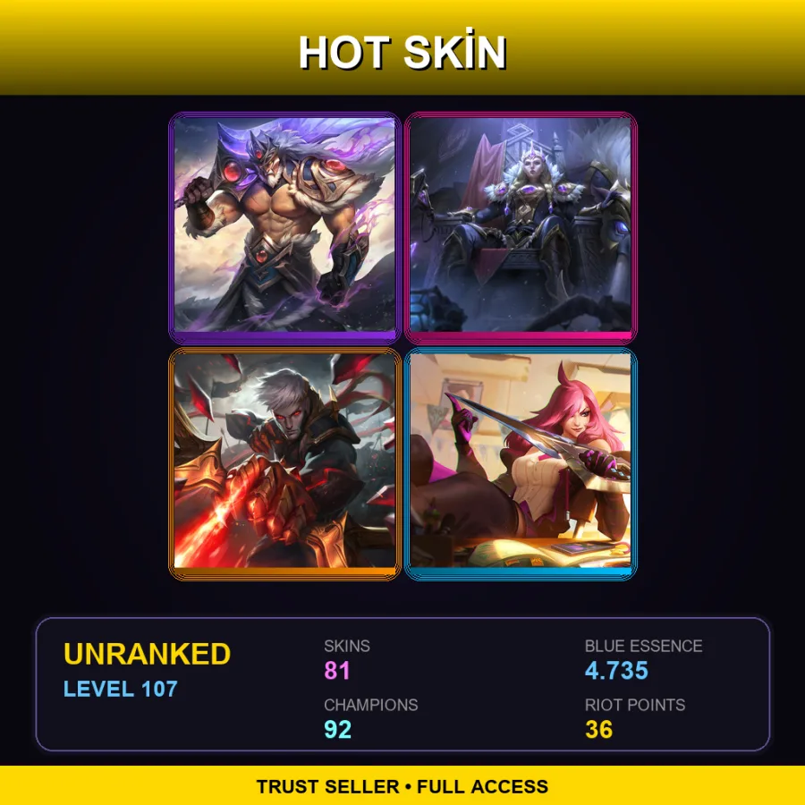 EUNE | Lv107 | Unranked | 81 Skin | 92 Champ