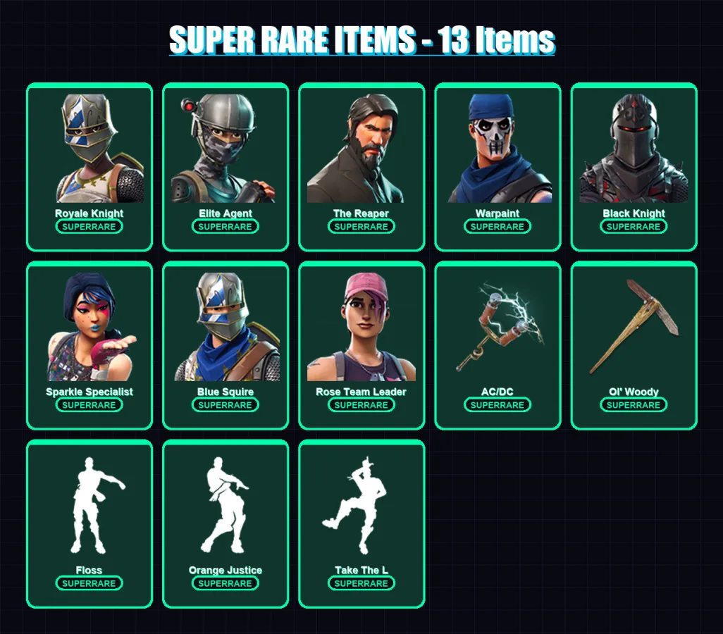 [PC/XBOX/PSN] | Royale Knight | Elite Agent | The Reaper | Warpaint | Black Knight | 34 skin | 26 pickaxe | 30 emote | 27 glider | Lv342