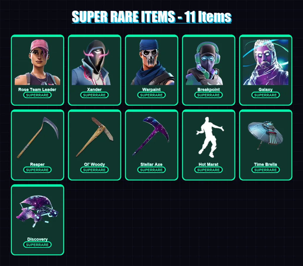 [PC/XBOX/PSN] | Rose Team Leader | Xander | Warpaint | Breakpoint | Galaxy | 80 skin | 71 pickaxe | 74 emote | 73 glider | Lv924 — Fortnite account