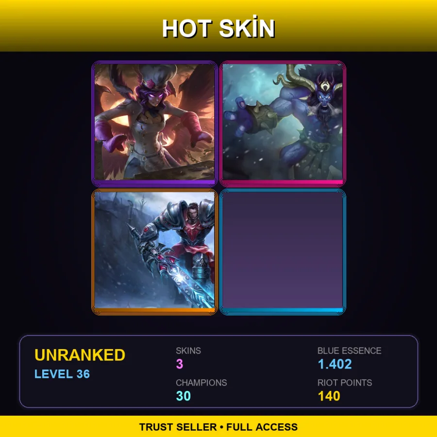 EUW | Lv36 | Unranked | 3 Skin | 30 Champ