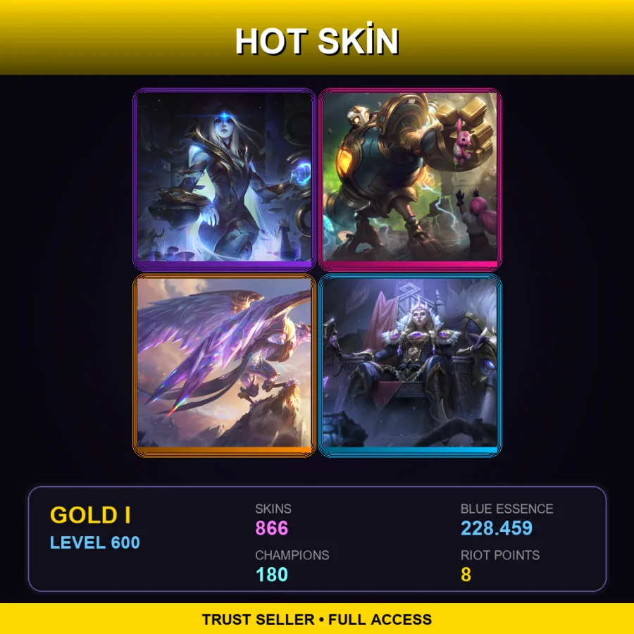 VN | Lv600 | Gold I | 866 Skin | 180 Champ
