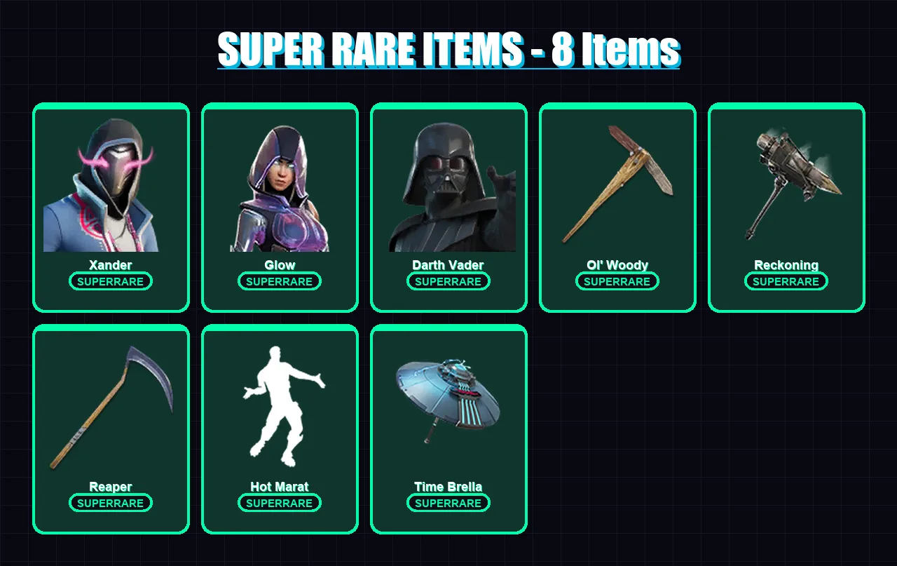 [PC/XBOX/PSN] | Xander | Glow | Darth Vader | Deadpool | Red Knight | 150 skin | 143 pickaxe | 158 emote | 136 glider | Lv1708