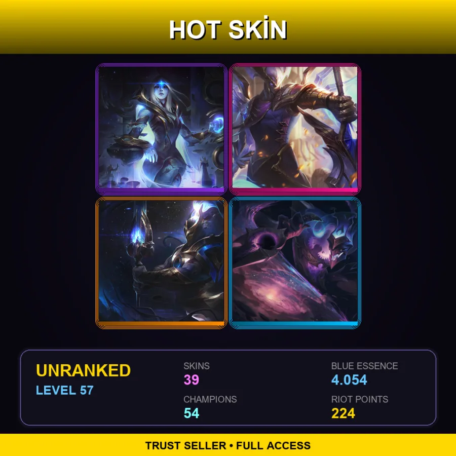 OCE | Lv57 | Unranked | 39 Skin | 54 Champ — Unranked / Smurf League of Legends