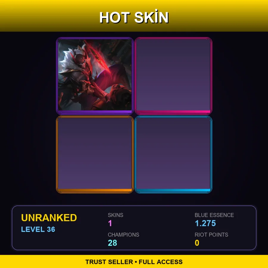 EUW | Blood Moon Pyke | 1 Skin | 28 Champ | Lv36