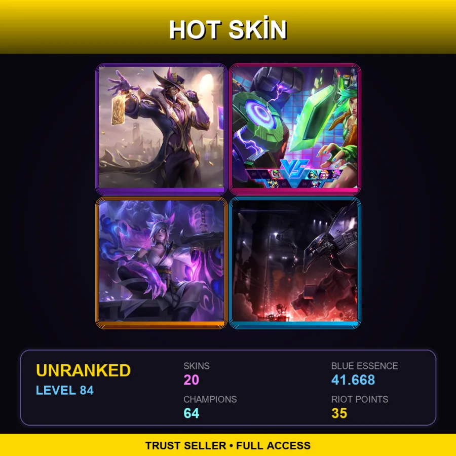 EUNE | Lv84 | Unranked | 20 Skin | 64 Champ — LoL account