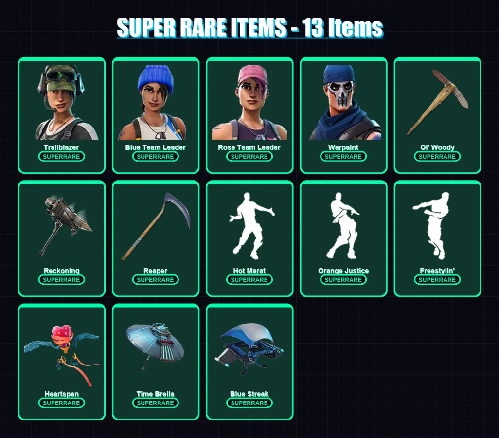 [PC/XBOX] | Trailblazer | Blue Team Leader | Rose Team Leader | Warpaint | Vendetta | 98 skin | 112 pickaxe | 84 emote | 95 glider | Lv1153