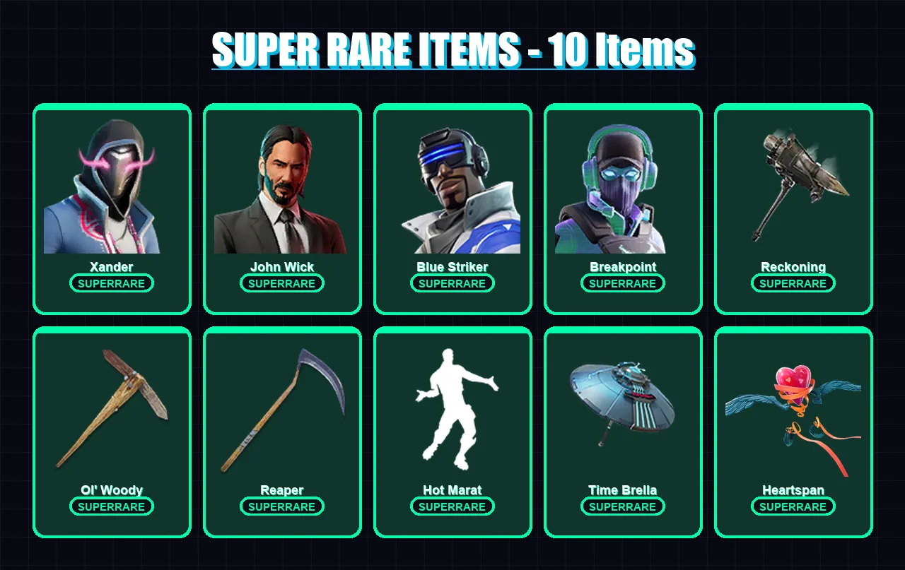 [PS4/PS5/XBOX/PC] | Xander | John Wick | Blue Striker | Breakpoint | Spectra Knight | 150 skin | 171 pickaxe | 151 emote | 154 glider | Lv1895