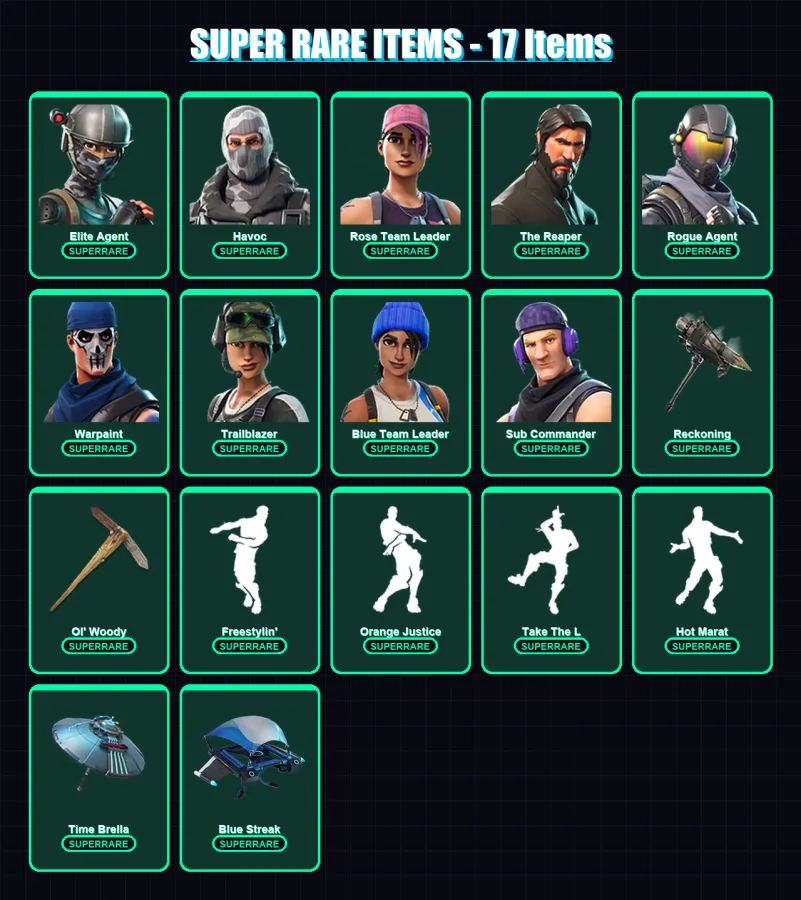 [PS4/PS5/XBOX/PC] | Elite Agent | Havoc | Rose Team Leader | The Reaper | Rogue Agent | 58 skin | 54 pickaxe | 54 emote | 61 glider | Lv870 — Fortnite account