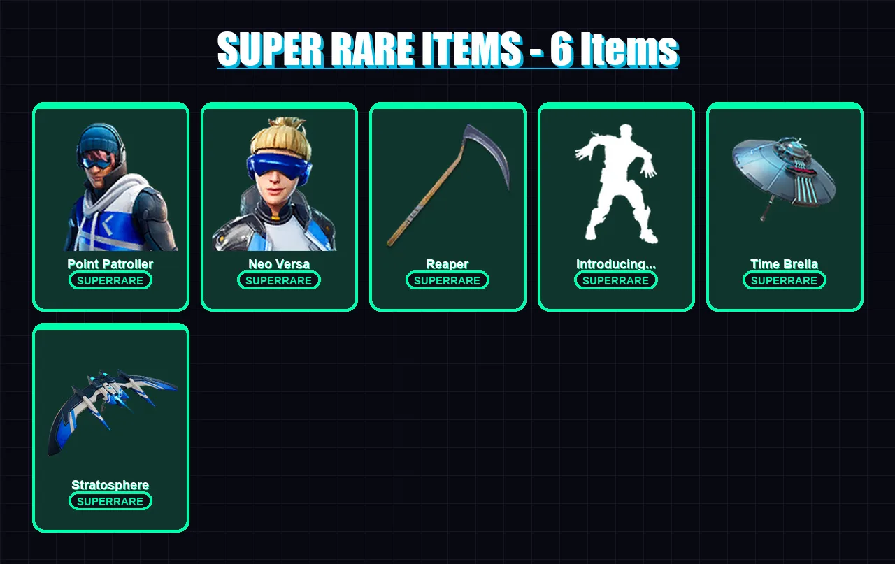[PC/XBOX] | Point Patroller | Neo Versa | Joey | Joltara | Torin | 106 skin | 136 pickaxe | 87 emote | 110 glider | Lv1697