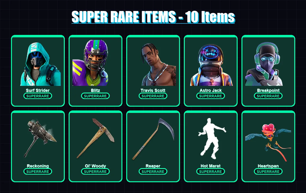 [PC/XBOX/PSN] | Surf Strider | Blitz | Travis Scott | Astro Jack | Breakpoint | 155 skin | 118 pickaxe | 126 emote | 117 glider | Lv1790 — Fortnite account