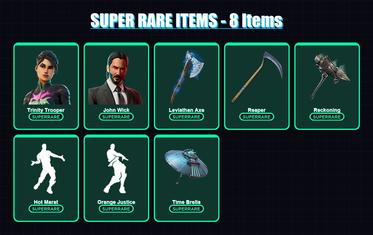 [PC/XBOX/PSN] | Trinity Trooper | John Wick | Omegarok | Calamity | The Cube Queen | 238 skin | 238 pickaxe | 229 emote | 206 glider | Lv2435